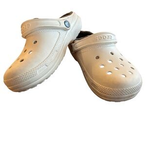 Crocs Classic Lined Clogs White/Grey Fuzzy Liner | Women’s 9 Men’s 7